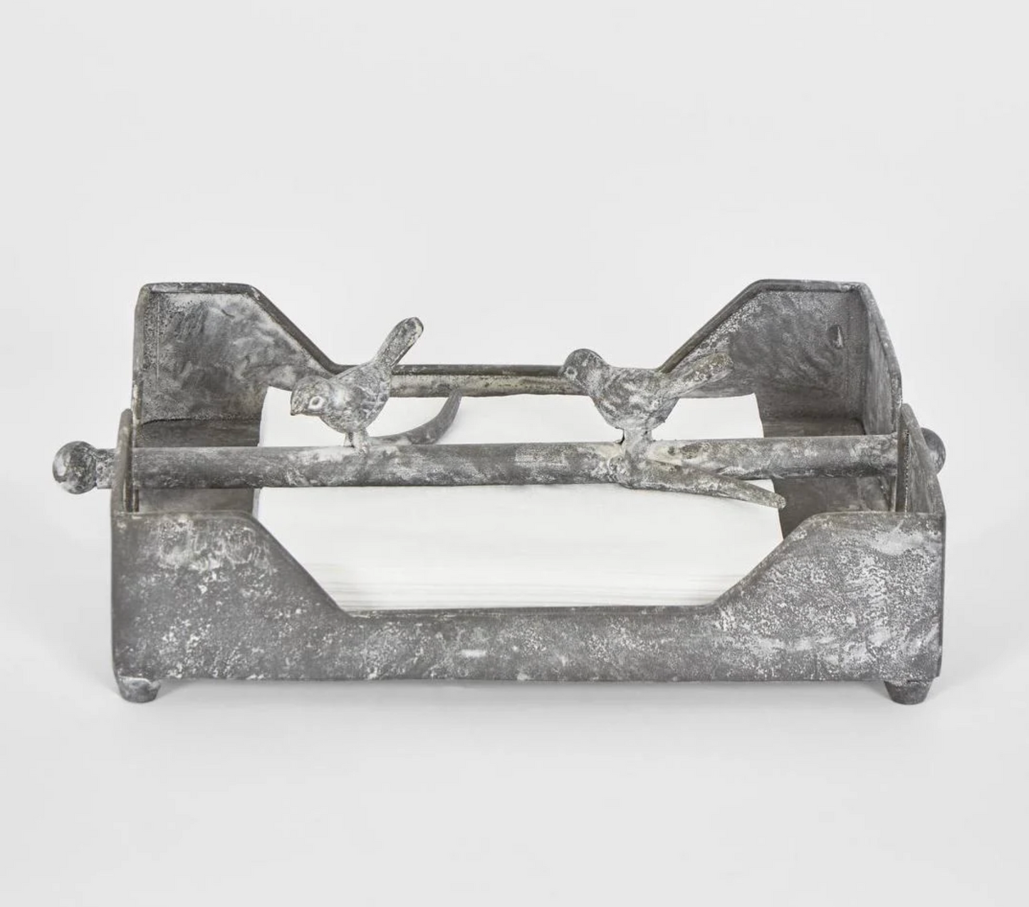 Front view of the burgundy iron napkin holder