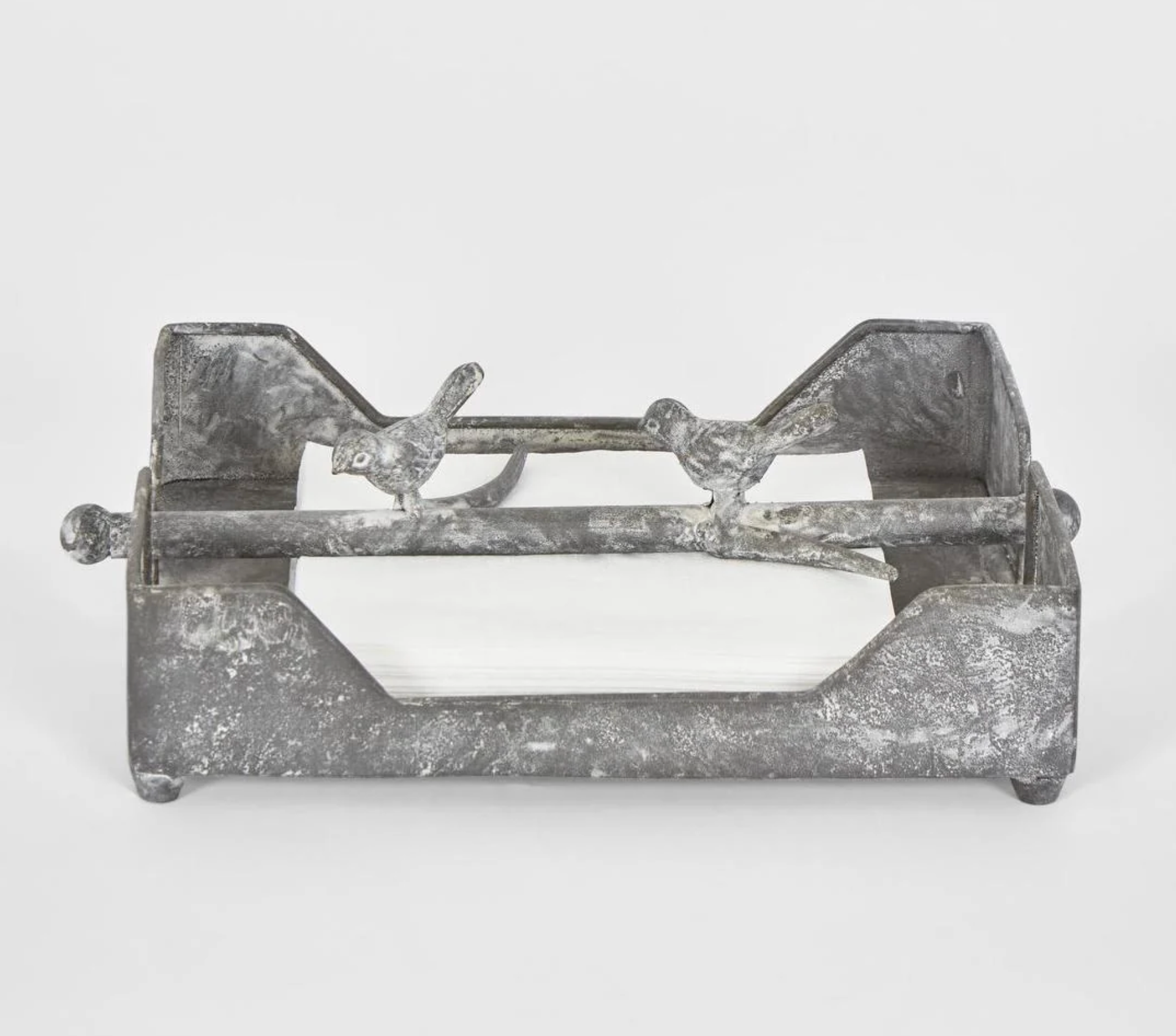 Front view of the burgundy iron napkin holder
