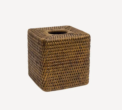 Coco square rattan tissue box