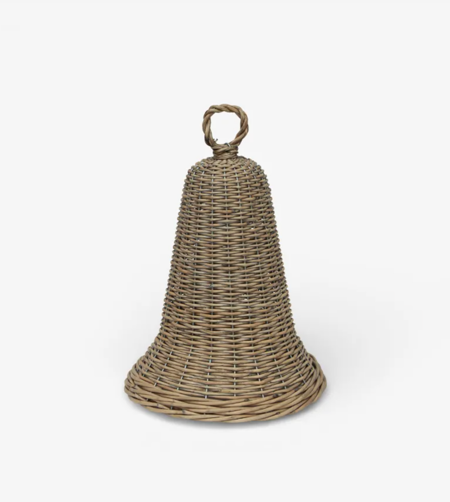 Small Willow Bell woven from wicker in washed grey