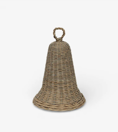Small Willow Bell woven from wicker in washed grey