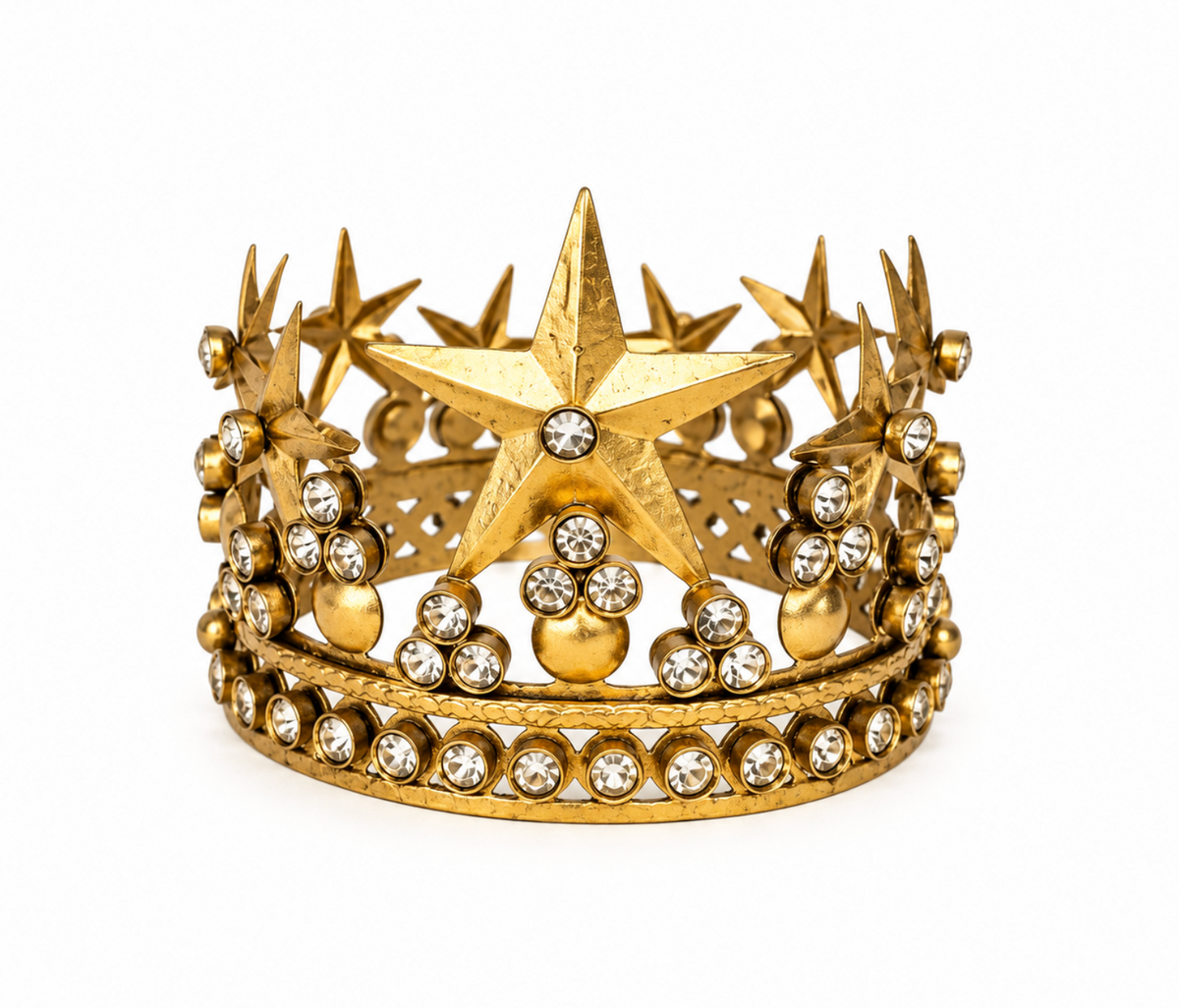 Gold-toned crown with star details and clear faceted embellishments