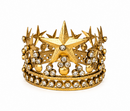 Gold-toned crown with star details and clear faceted embellishments