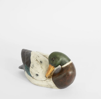 White polyresin trinket duck shown from the side