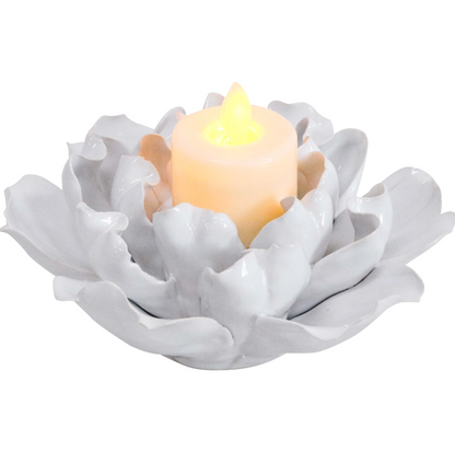 White ceramic flower-petal tealight holder