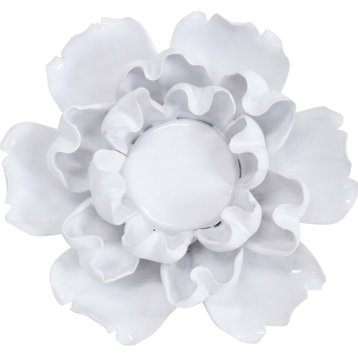 Top view of a white ceramic flower-petal tealight holder