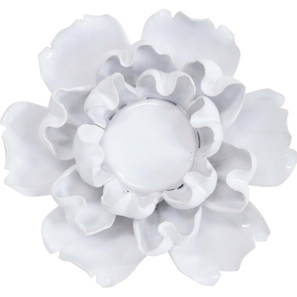 Top view of a white ceramic flower-petal tealight holder