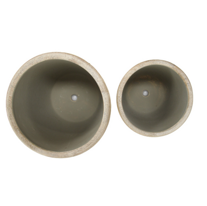 Two Evergreen floral ceramic planters with botanical print