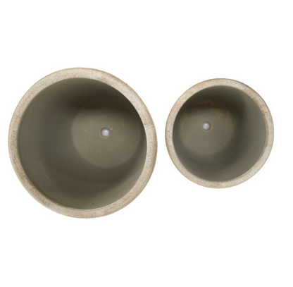 Two Botanical Green ceramic planters with botanical print