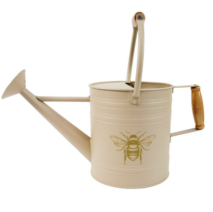 Sand metal bee watering can with wooden handle and long spout