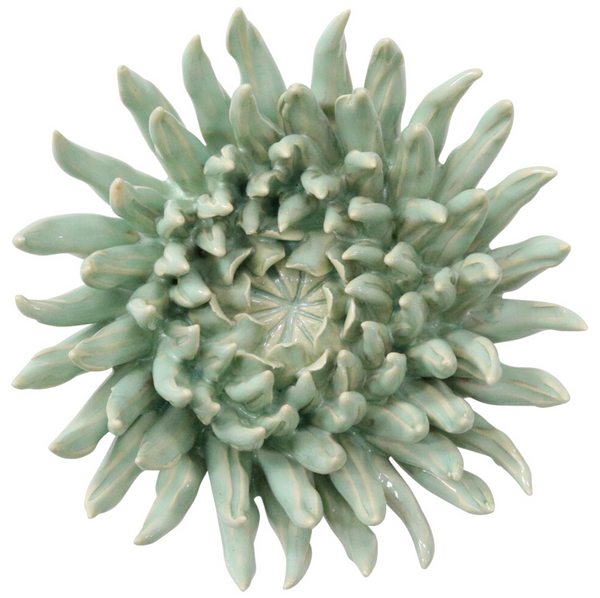 Mist ceramic chrysanthemum wall flower with layered petals