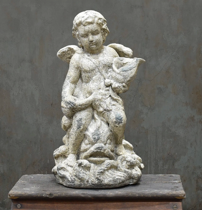 Standing cherub statue, front view