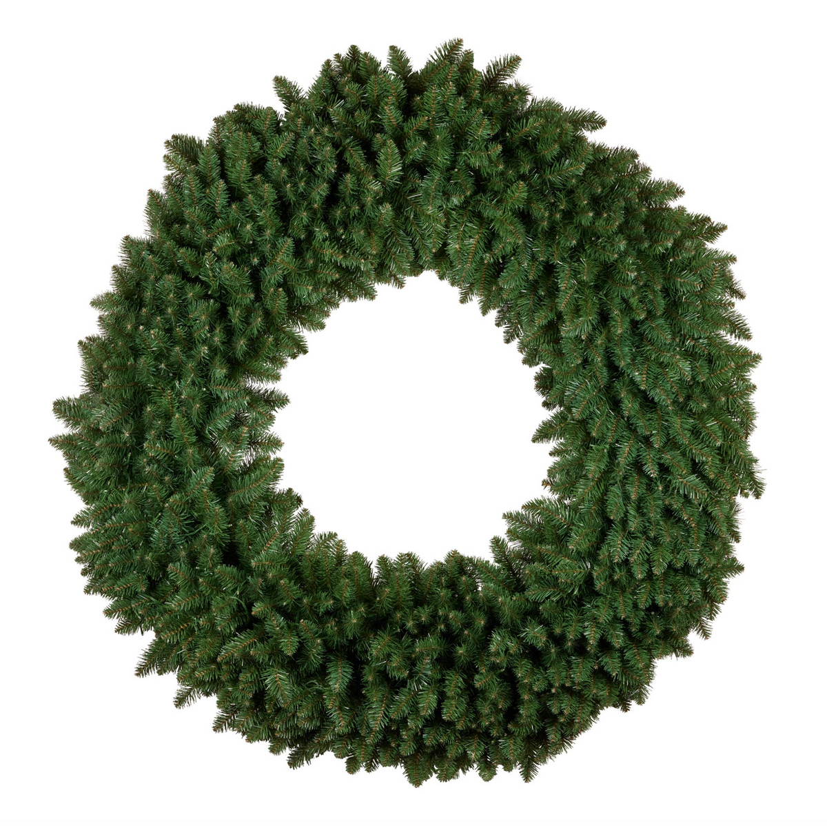 Green pine-style wreath with the lights switched off