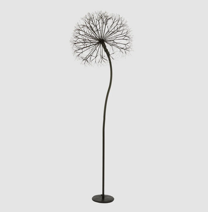 Close-up of unlit dandelion head showing black branching stems