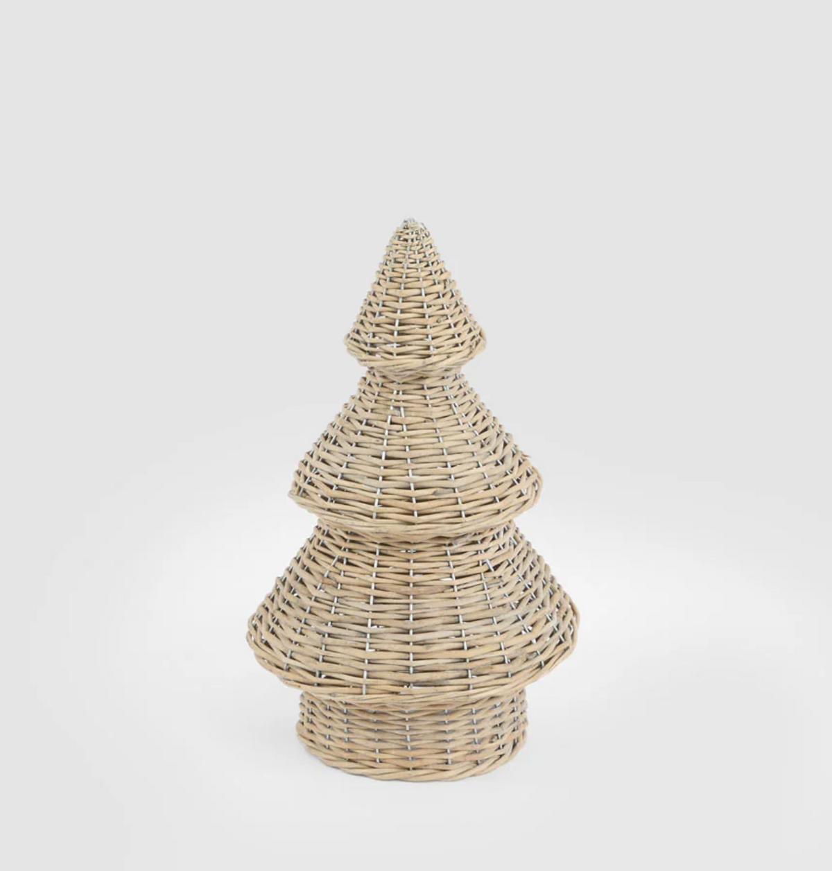 Small natural willow Christmas tree with three woven tiers