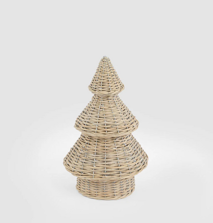 Small natural willow Christmas tree with three woven tiers