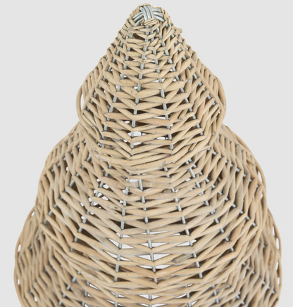Close-up of the woven willow branches of the small Christmas tree
