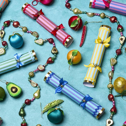 Multicoloured striped Christmas crackers