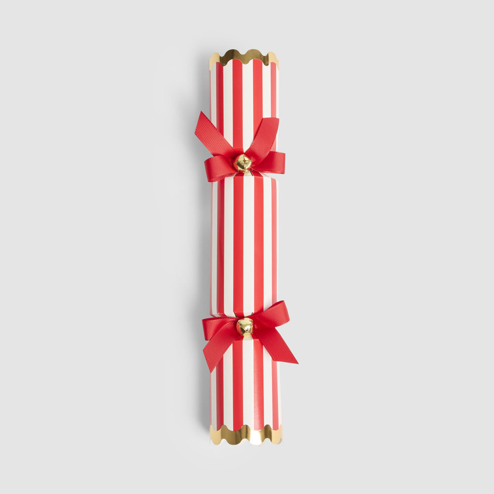 Red and white striped Christmas crackers