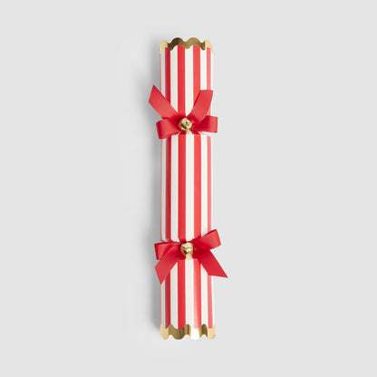 Red and white striped Christmas crackers