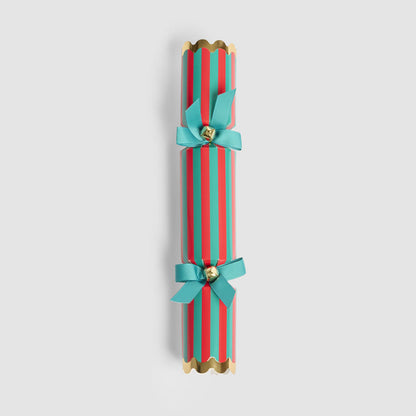 Green and red striped Christmas crackers