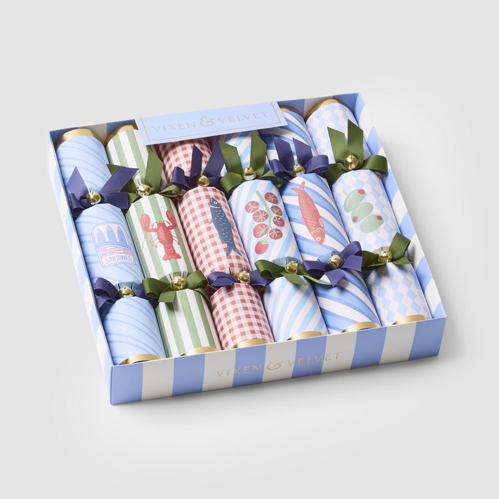 Italian food patterned Christmas crackers