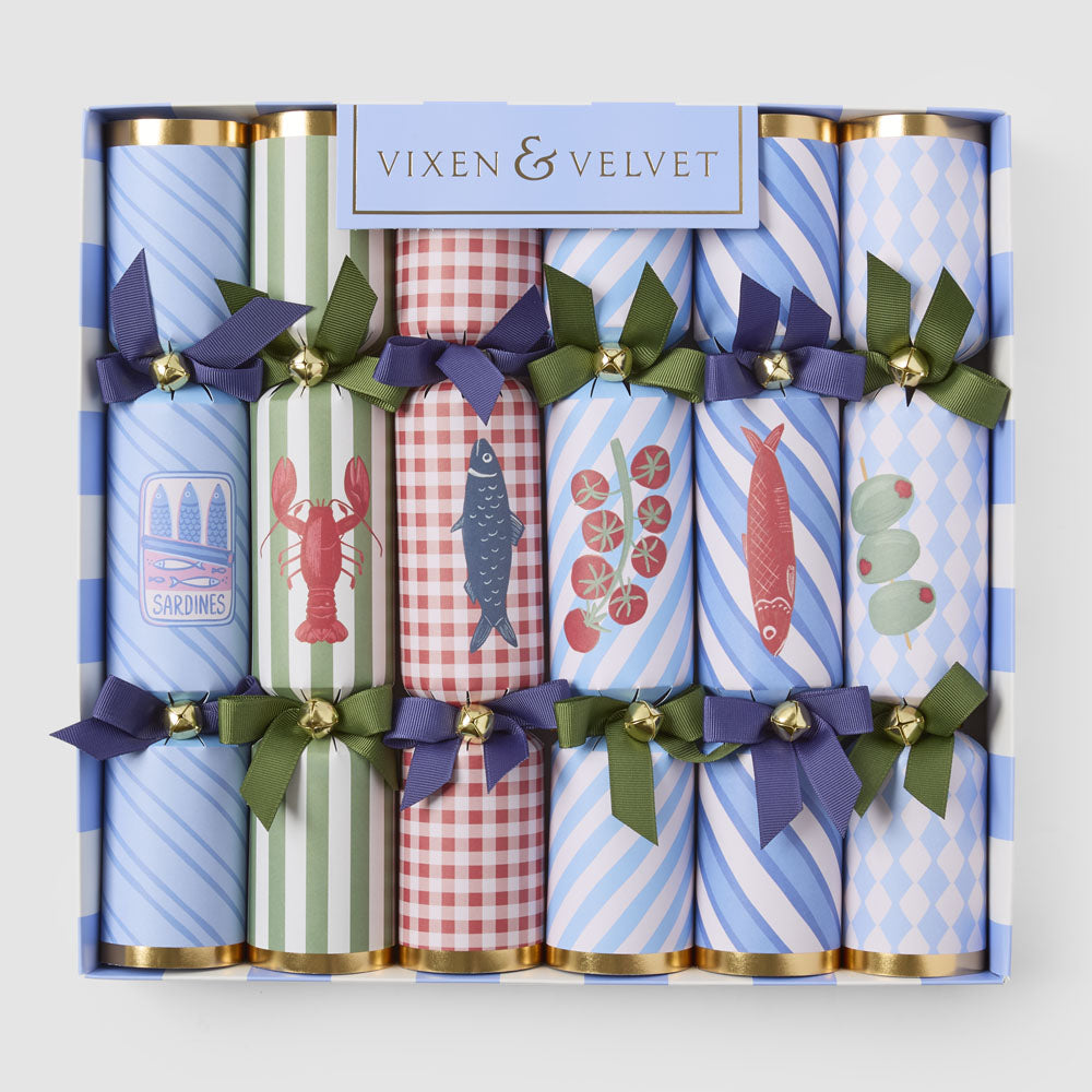 Italian food patterned Christmas crackers