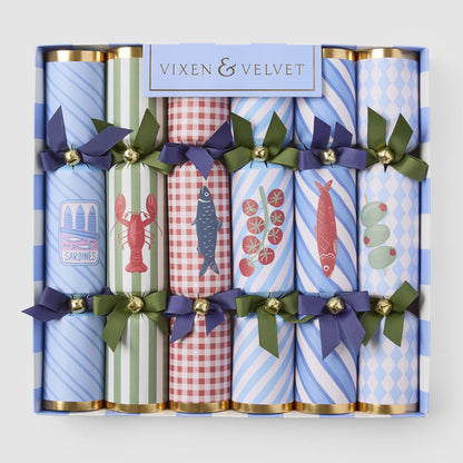 Italian food patterned Christmas crackers