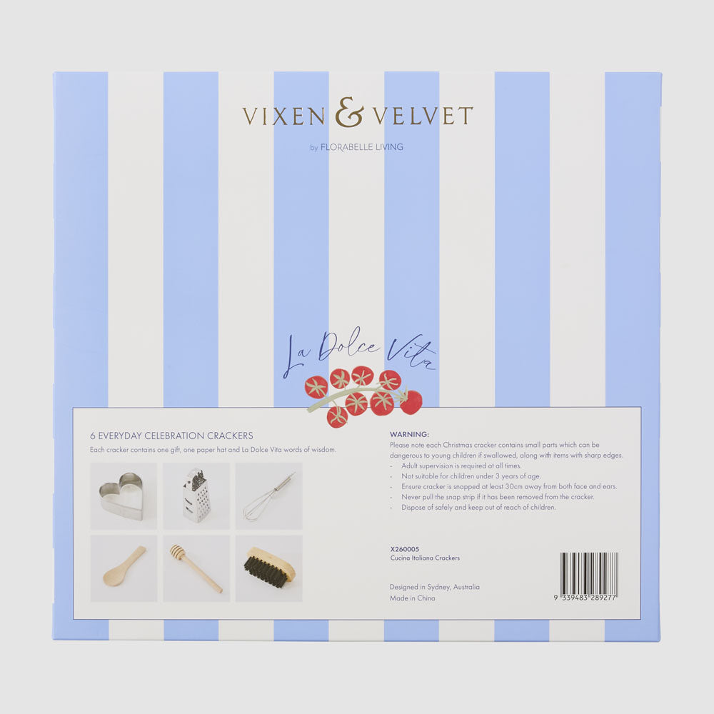 Italian food patterned Christmas crackers