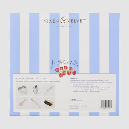 Italian food patterned Christmas crackers