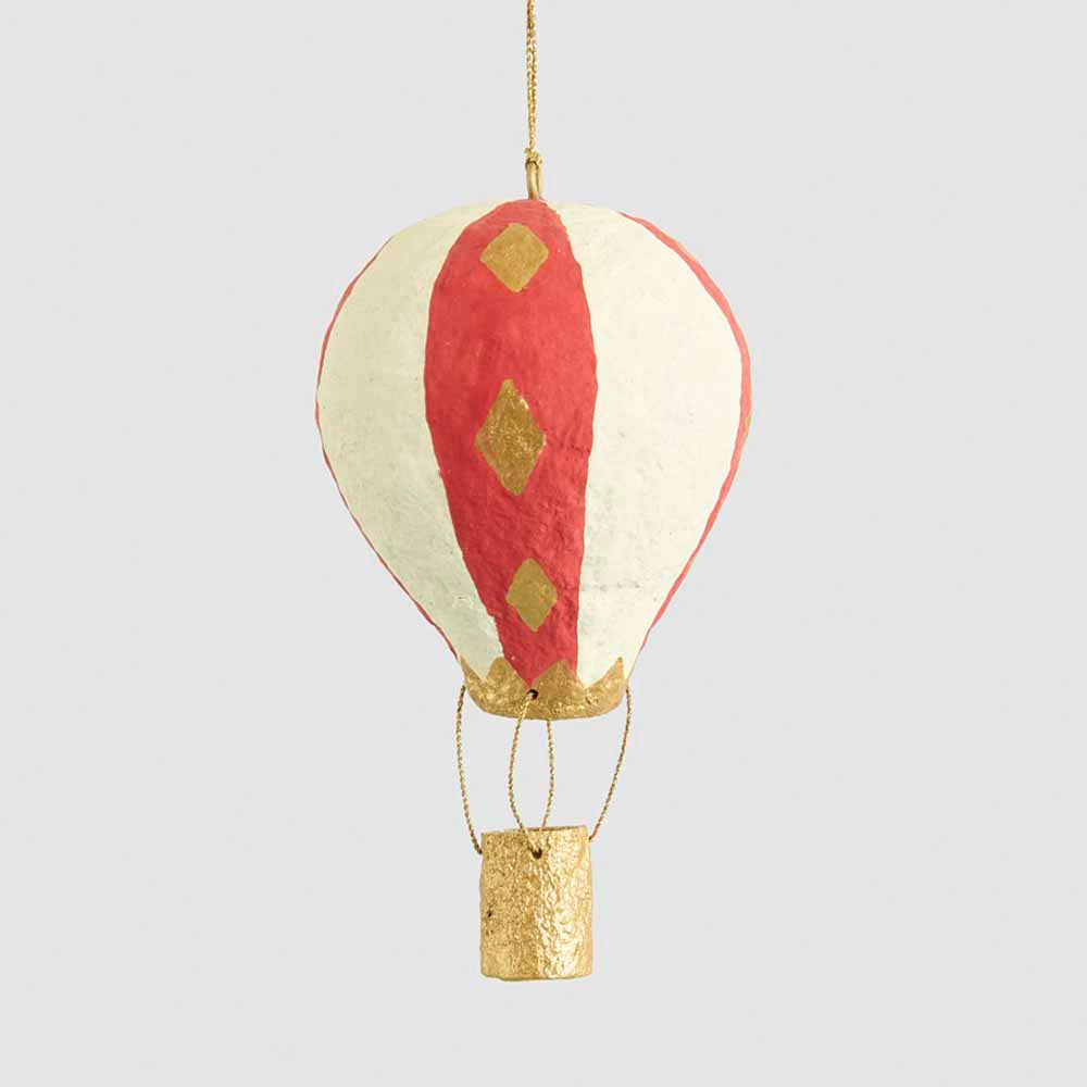 Red Striped Hot Air Balloon Hanging Decoration