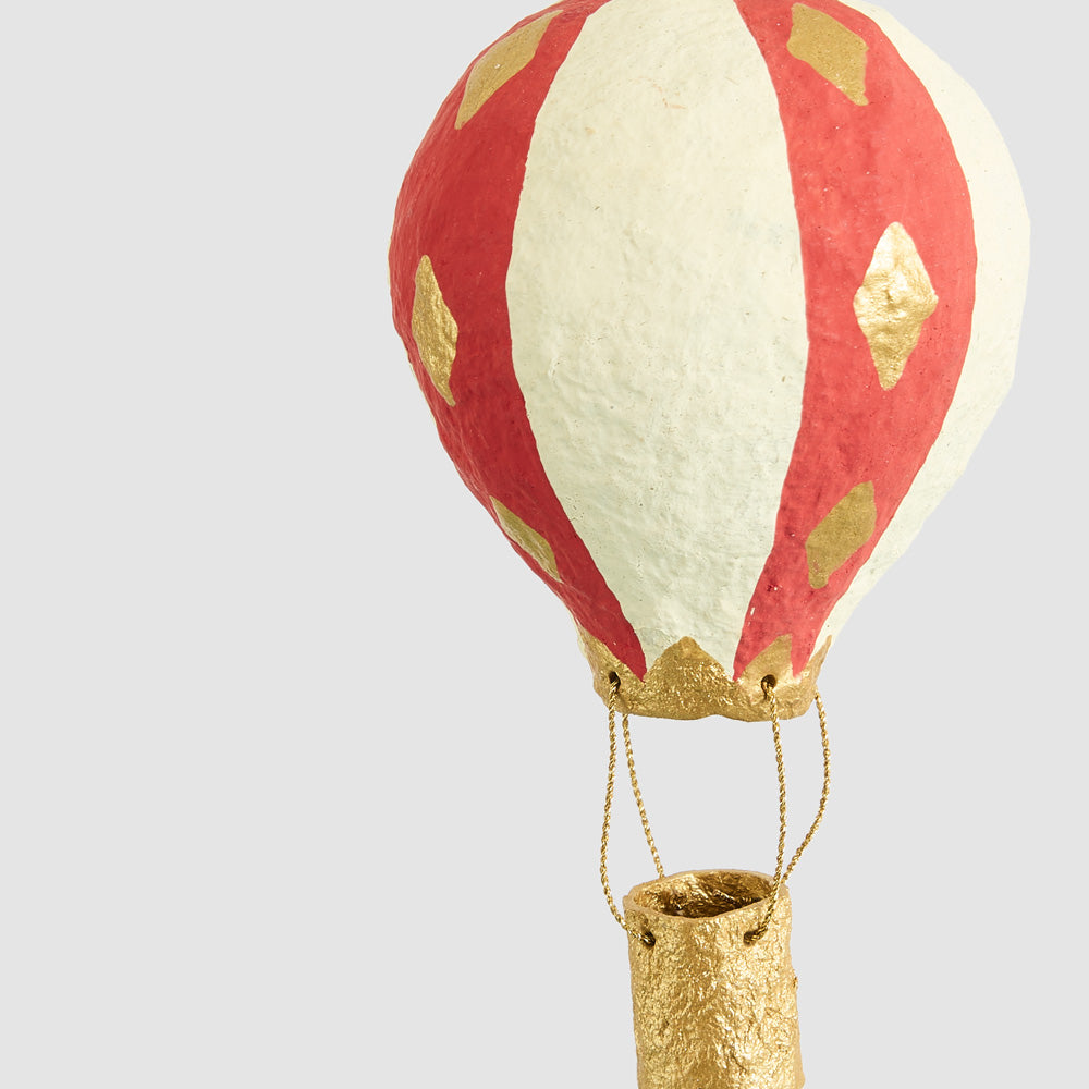 Red Striped Hot Air Balloon Hanging Decoration
