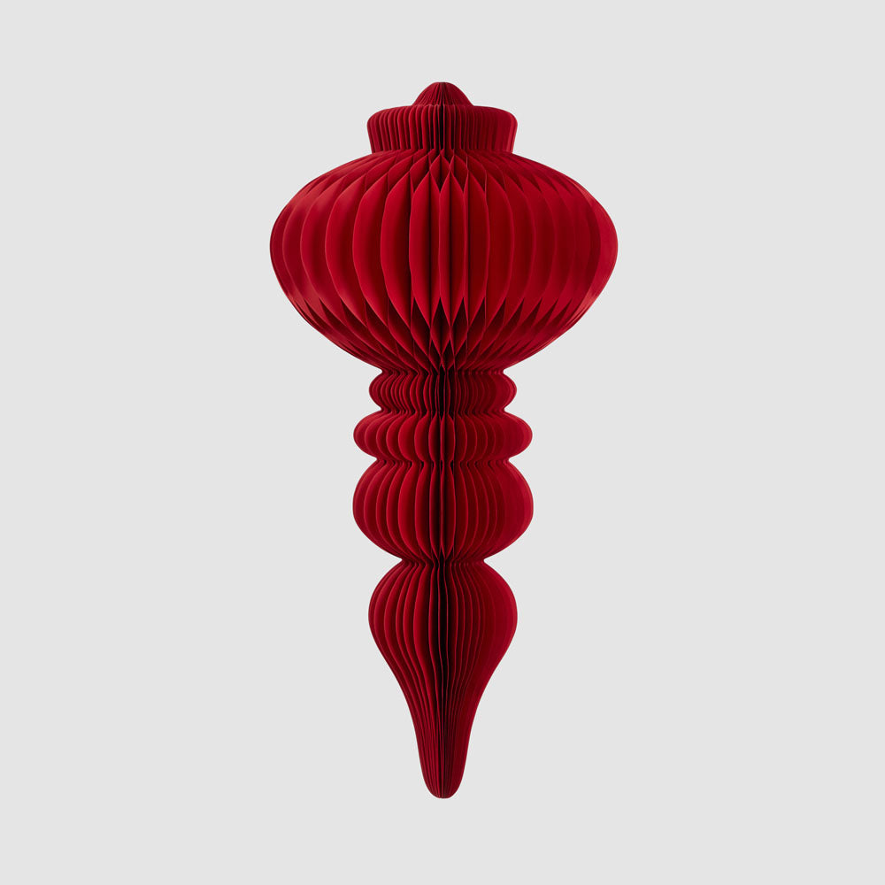 Red Crested Honeycomb Paper Finial
