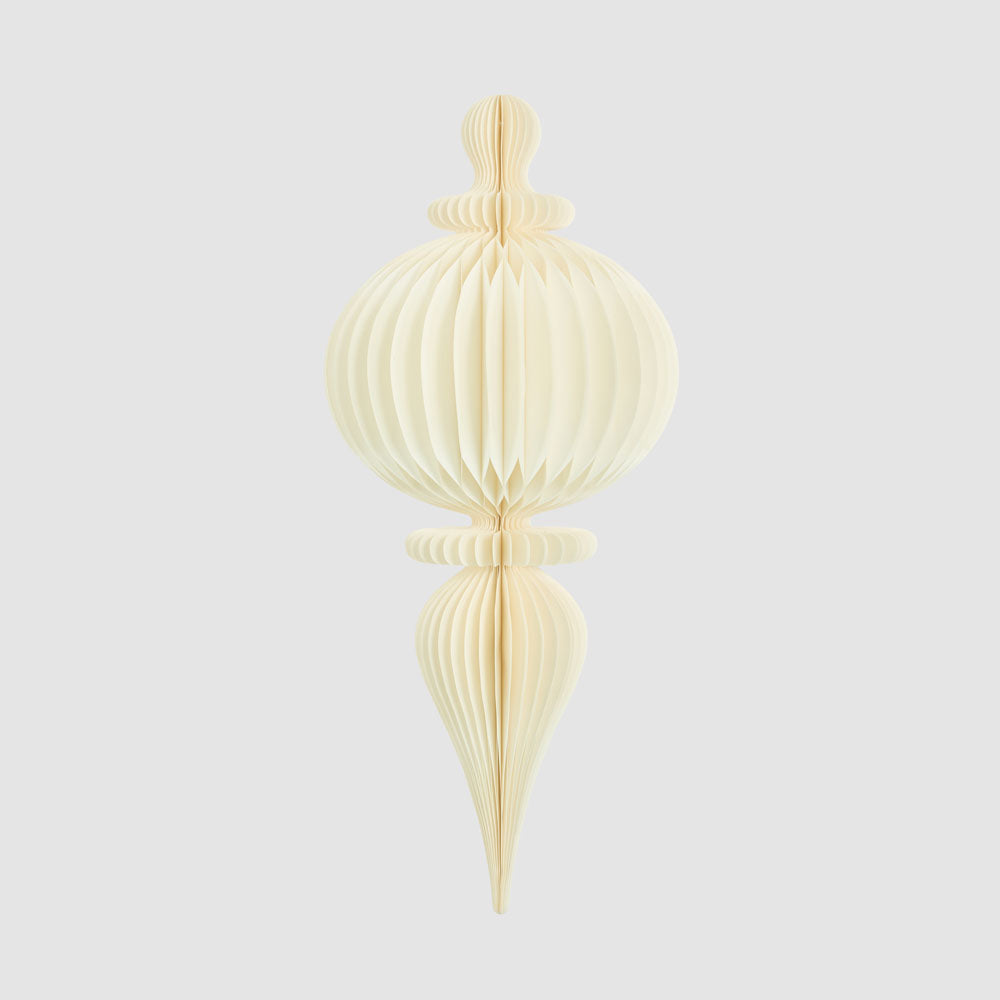 White bulb-shaped honeycomb paper finial decoration