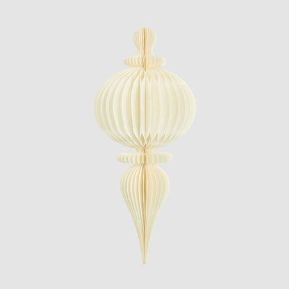 White bulb-shaped honeycomb paper finial decoration