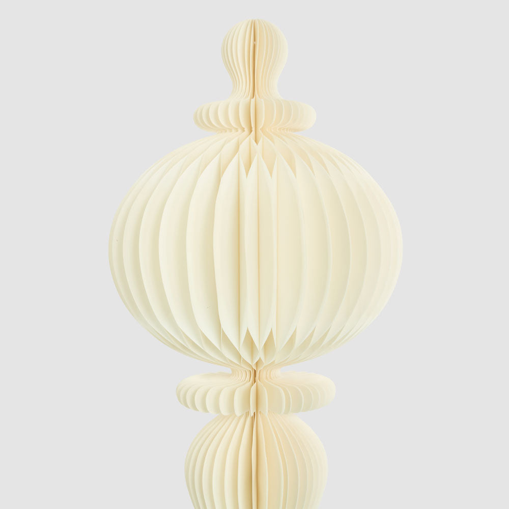 White bulb-shaped honeycomb paper finial decoration