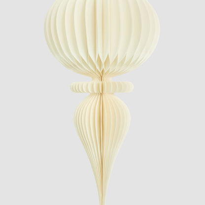 White bulb-shaped honeycomb paper finial decoration