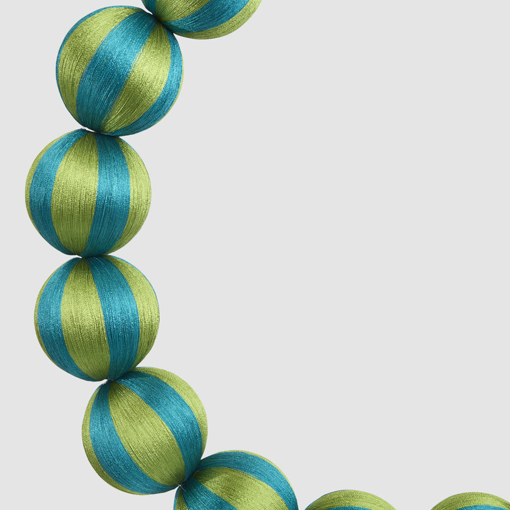 Large emerald and green striped bauble wreath