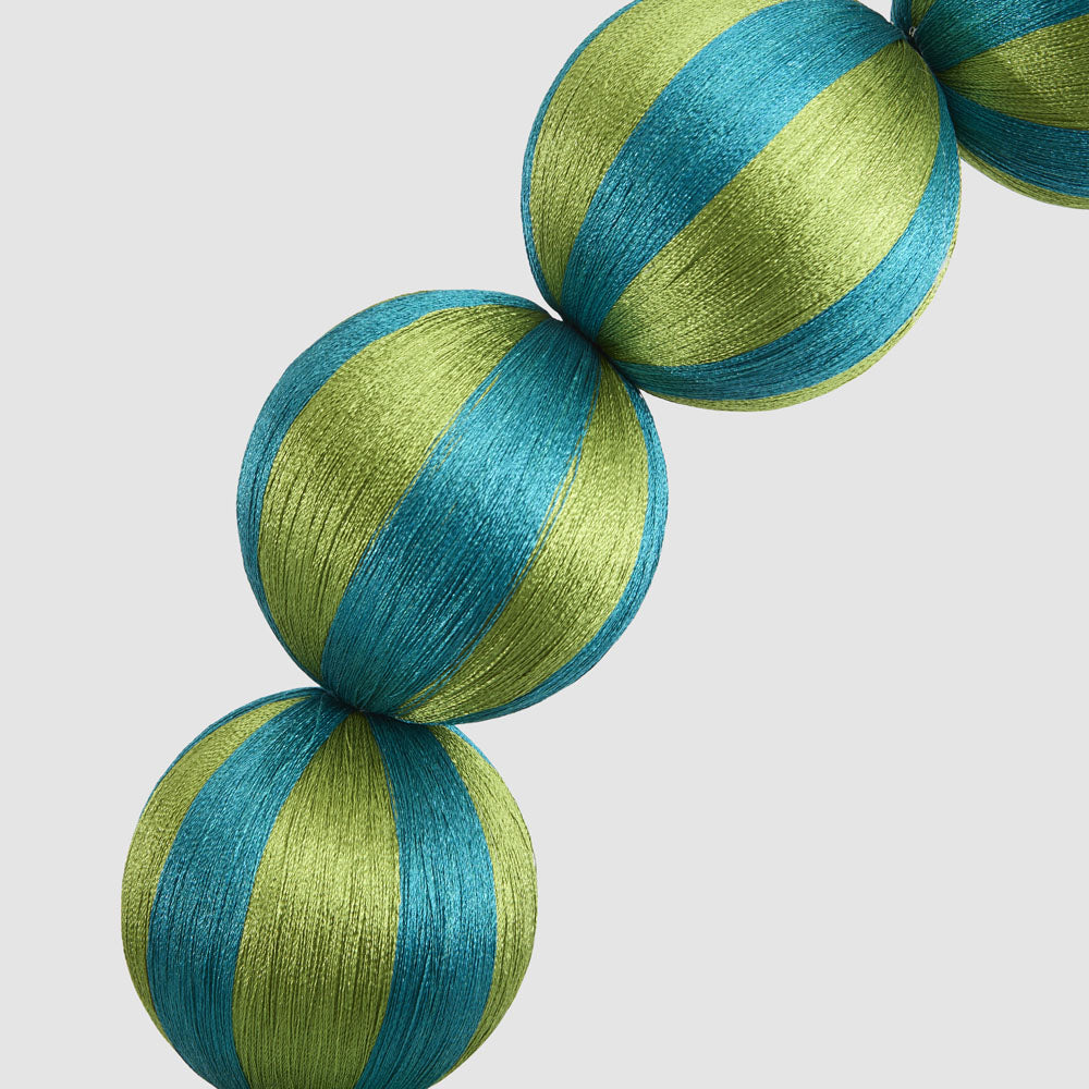 Large emerald and green striped bauble wreath