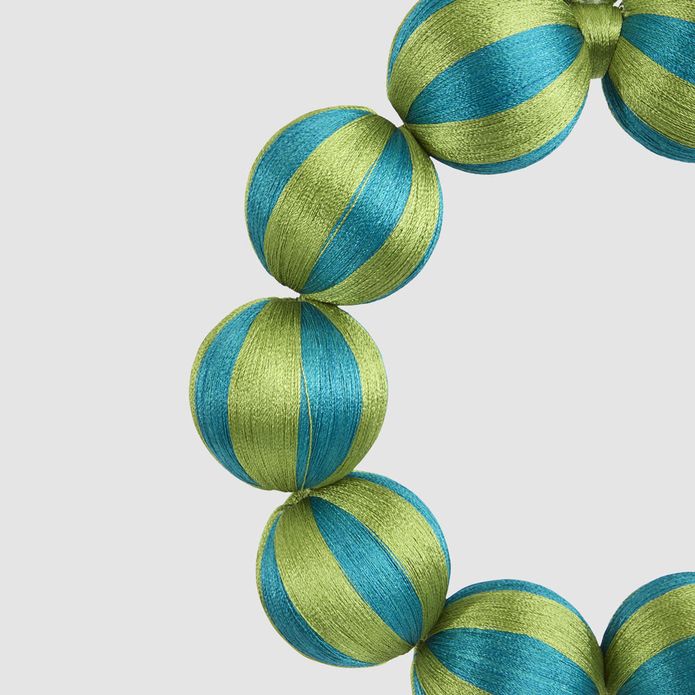 Small emerald and green striped bauble wreath
