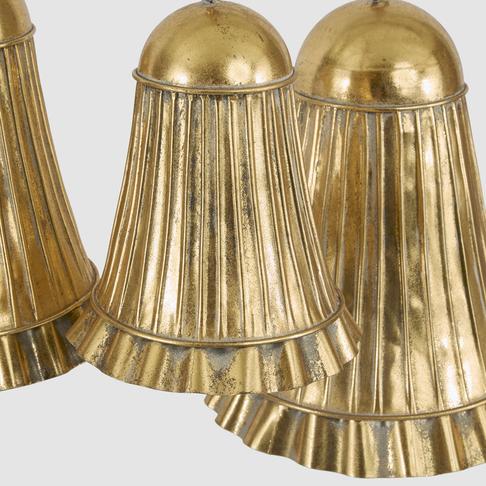 Gold Pleated Bells - Set of 3