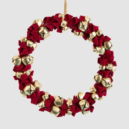 Red Velvet & Gold Bell Wreath