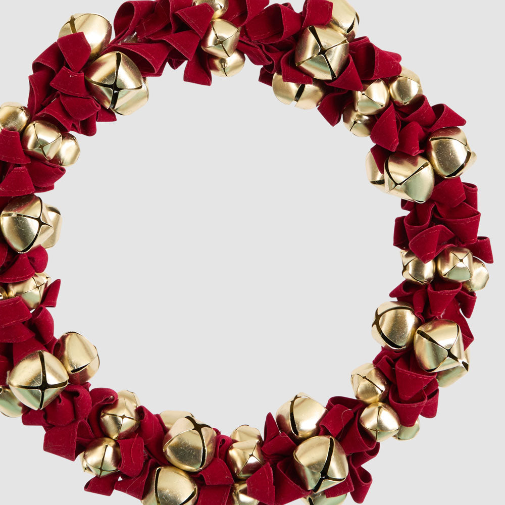 Red Velvet & Gold Bell Wreath
