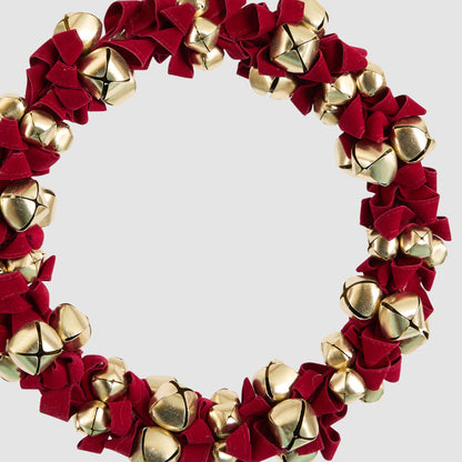 Red Velvet & Gold Bell Wreath