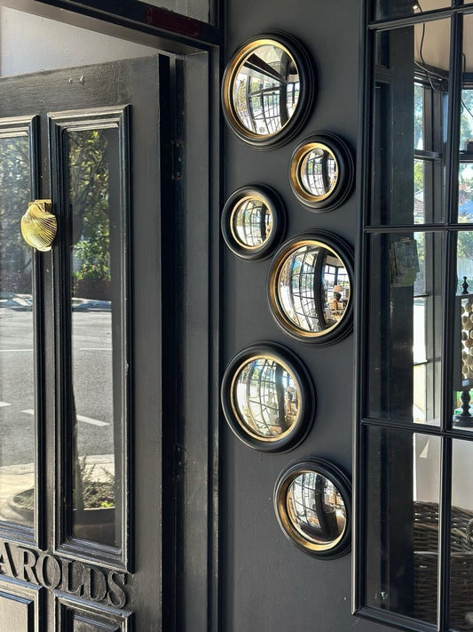 Convex Mirror - Black & Gold Frame
