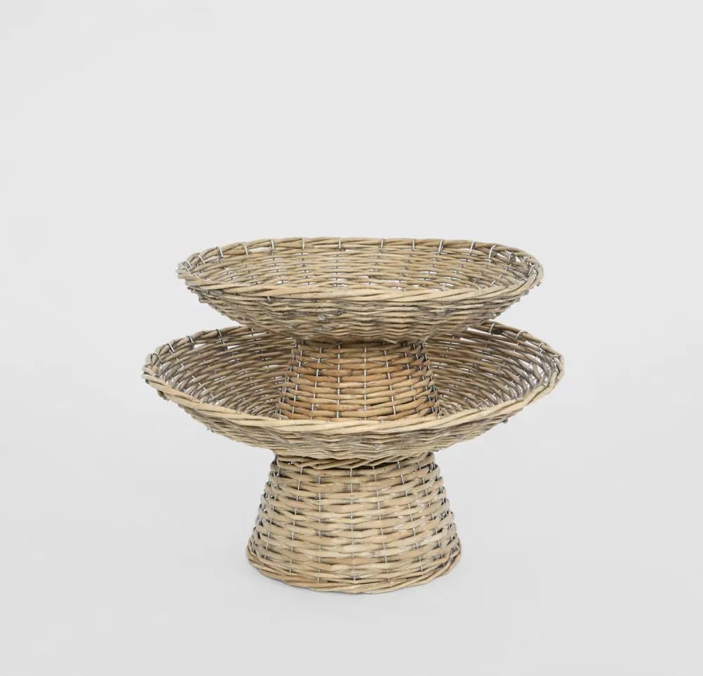 Footed Rattan Bowl