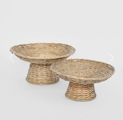Footed Rattan Bowl
