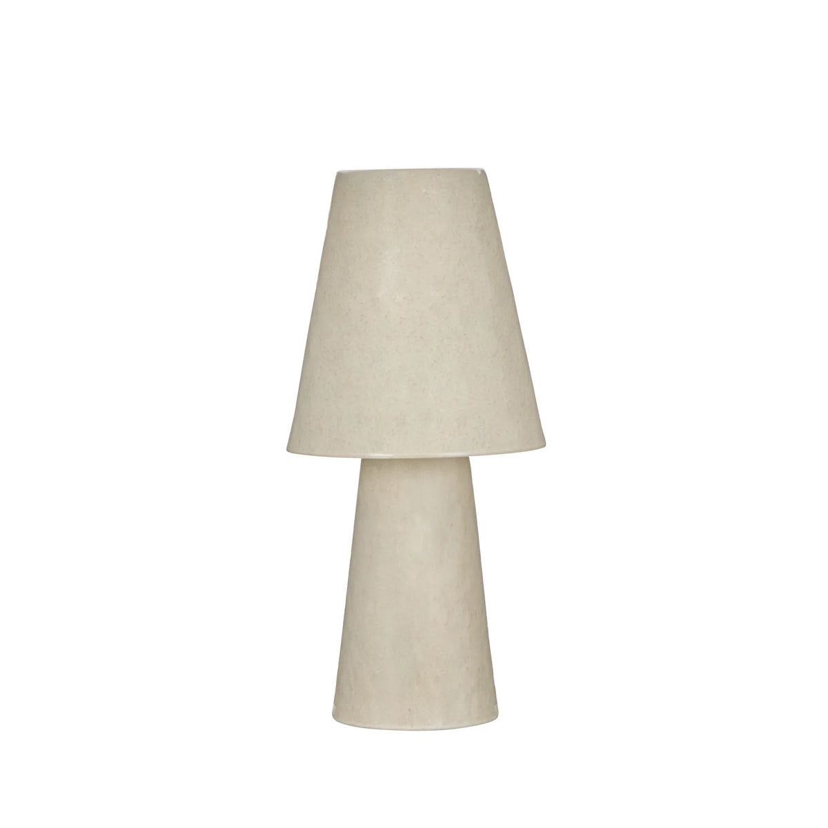 Textured rust ceramic table lamp on a white background