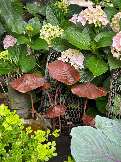 Rust Metal Mushroom Set - Three