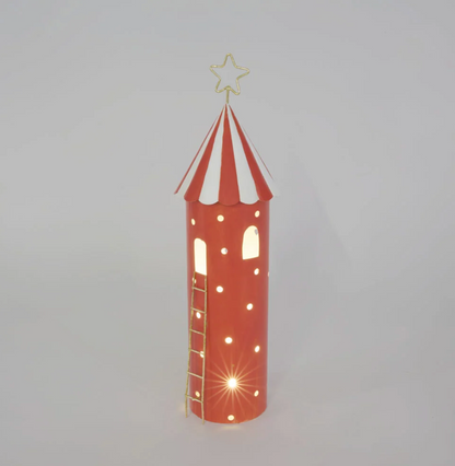 Red LED carnival tent in a festive display with a pink tent and decorative animal figures